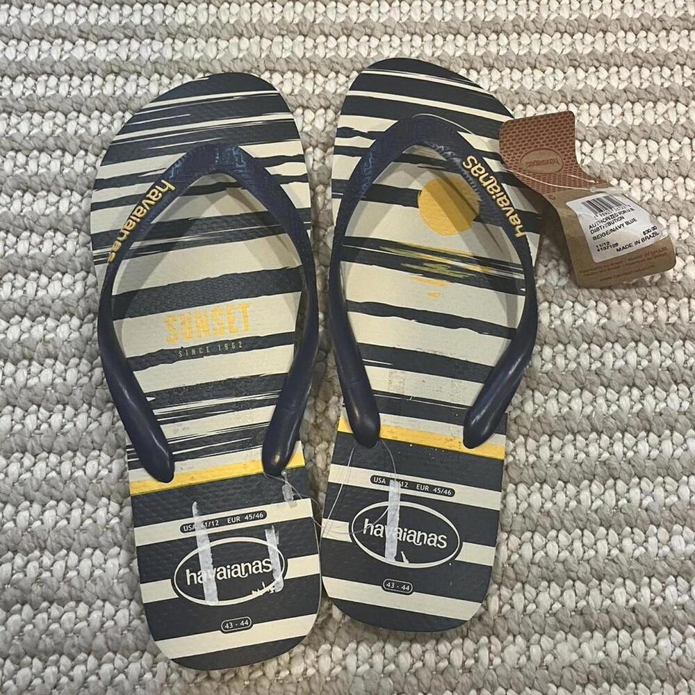 Havaianas Mens Navy and White Sunset Flip Flops - Picture 1 of 3
